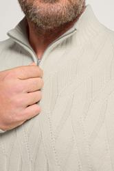 BadRhino Big & Tall Marshmallow Cream Cable Knit Quarter Zip Jumper | BadRhino 4