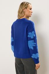 LTS Tall Blue Floral Fluffy Knit Jumper | Long Tall Sally 4
