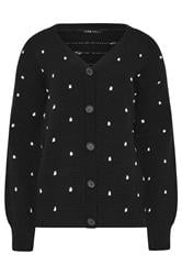 LTS Tall Black & White Polka Dot Cardigan