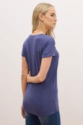 LTS PREMIUM Tall Navy Blue V-Neck Modal T-Shirts | Long Tall Sally 3