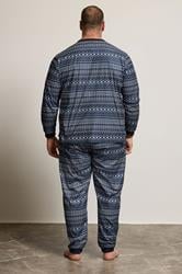 BadRhino Big & Tall Navy Blue Fairisle Pyjama Set | BadRhino 3