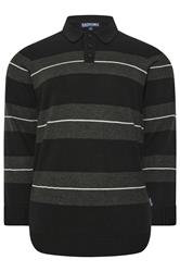 BadRhino Big & Tall Black Stripe Collared Knitted Jumper | BadRhino 5