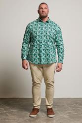 BadRhino Tailoring Big & Tall Green Premium Geometric Long Sleeve Shirt | BadRhino 2
