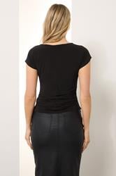 LTS Tall Black Ruched Buckle Top | Long Tall Sally 4