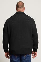 BadRhino Big & Tall Black Long Sleeve Knitted Shirt | BadRhino 4