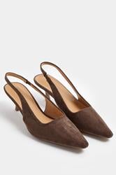 LTS Chocolate Brown Slingback Kitten Heel In Standard Fit