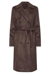 LTS Tall Women's Chocolate Brown Faux Suede Trench Coat | Long Tall Sally 1