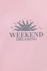 LTS Tall Women's Pink 'Weekend Dreaming' Slogan Pyjama Set | Long Tall Sally 5