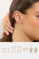 9 PACK Gold Tone Celestial Mixed Earring Set | Yours Clothing 1