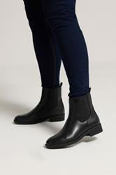 Black Faux Leather Chelsea Ankle Boots In Wide E Fit & Extra Wide EEE Fit | Yours Clothing 1