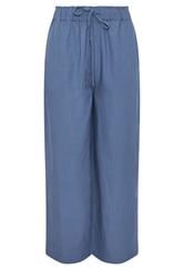 LTS Tall Blue Linen Cropped Wide Leg Trousers