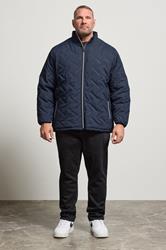 D555 Big & Tall Navy Blue Quilted Padded Jacket | BadRhino 3