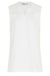 LTS Tall White Embroidered Cotton Vest