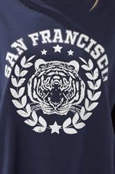 LTS Tall Navy Blue Cotton 'San Francisco' Slogan T-Shirt | Long Tall Sally 4