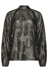LTS Tall Black Floral Jacquard High Neck Blouse | Long Tall Sally 1