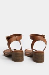 Brown Faux Leather Block Heel Sandals In Wide E Fit | Yours Clothing 4