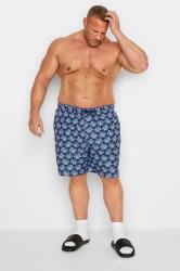 BadRhino Big & Tall Navy Blue Fish Print Swim Shorts | BadRhino 2