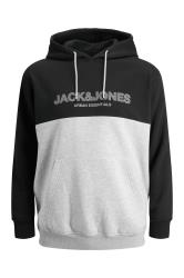 JACK & JONES Black Colour Block Hoodie | BadRhino 3