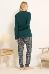 LTS Tall Green Fairisle Print Cuffed Pyjama Set | Long Tall Sally 3