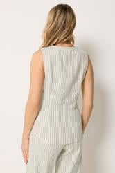 LTS Tall Women's Ivory White Pinstripe Linen Waistcoat | Long Tall Sally 4