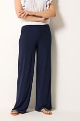 LTS Tall Women's Navy Blue Palazzo Wide Leg Trousers | Long Tall Sally 1