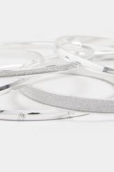 6 PACK Silver Tone Mixed Bangle Set | Yours Clothing 3