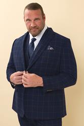 BadRhino Tailoring Big & Tall Navy Blue & Rust Orange Checked Suit Jacket | BadRhino 3