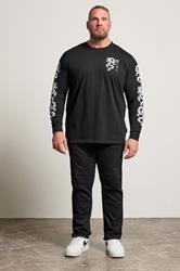 BadRhino Big & Tall Black Long Sleeve Dragon Graphic T-shirt | BadRhino 2
