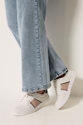White Panelled Trainers In Extra Wide EEE Fit | Yours Clothing 3