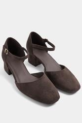 Brown Square Toe Block Heels In Wide E | Yours Clothing 1