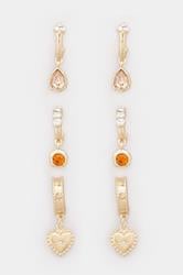 3 PACK Gold Tone Diamante Hoop Set | Yours Clothing 2