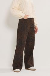 LTS Tall Chocolate Brown Leopard Print Wide Leg Jeans | Long Tall Sally 4