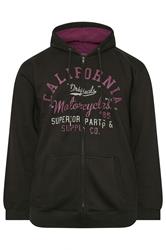 KAM Big & Tall Black California Zip Through Hoodie | BadRhino 1