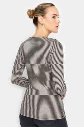 LTS Tall Women's Stone Brown Stripe Print Button T-Shirt | Long Tall Sally 3