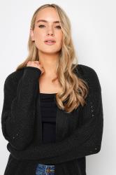 LTS Tall Black Longline Ribbed Balloon Sleeve Cardigan | Long Tall Sally 4