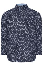 KAM Big & Tall Navy Blue Floral Shirt | BadRhino 1