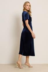 LTS Tall Navy Blue Velour Midi Tea Dress | Long Tall Sally 3