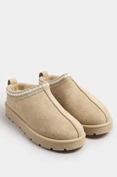 Brown Faux Suede Embroidered Mules In Standard Fit | Yours Clothing 2