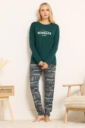 LTS Tall Green Fairisle Print Cuffed Pyjama Set | Long Tall Sally 1