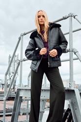 LTS Tall Black Faux Fur Trim Jacket | Long Tall Sally 1