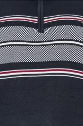 KAM Big & Tall Navy Blue Quarter Zip Stripe Knit Jumper | BadRhino 2