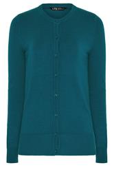 LTS Tall Teal Blue Crew Neck Button Cardigan | Long Tall Sally 5