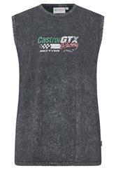 BadRhino Big & Tall Black Acid Wash 'Castrol' Graphic Vest