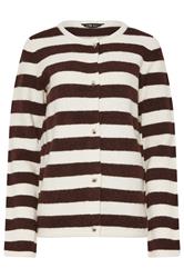 LTS Tall Women's Chocolate Brown Stripe Knitted Cradigan | Long Tall Sally 1