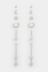 6 PACK Silver Tone Mixed Star Earring Set | Yours Clothing 3