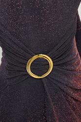 LTS Tall Navy Blue Sparkle Textured Drape Buckle Dress | Long Tall Sally 4