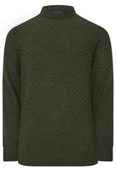 BadRhino Big & Tall Dark Green Textured Crew Neck Knitted Jumper | BadRhino 5