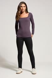 LTS Tall 2 PACK Purple & Black Square Neck Tops | Long Tall Sally 3