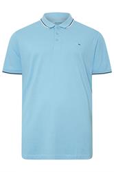BadRhino Big & Tall Pale Blue Tipped Polo Shirt | BadRhino 6