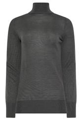 LTS PREMIUM Tall Dark Grey Merino Wool Roll Neck Jumper | Long Tall Sally 5
